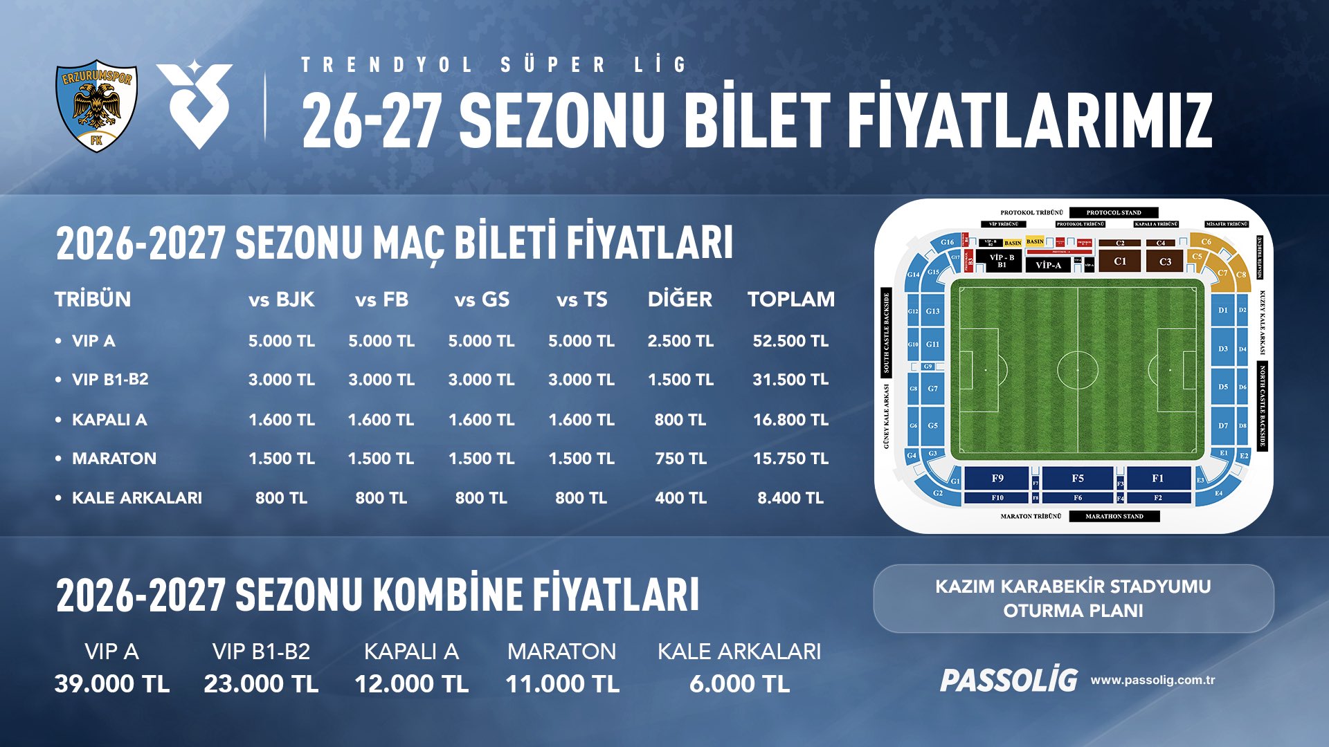 Erzurumspor FK’da kombine heyecanı: Satışlar yarın başlıyor