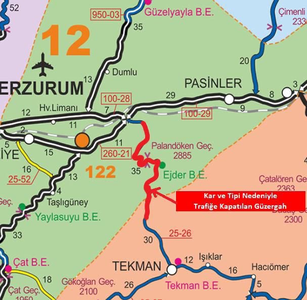 Erzurum-Tekman yolu ulaşıma kapatıldı
