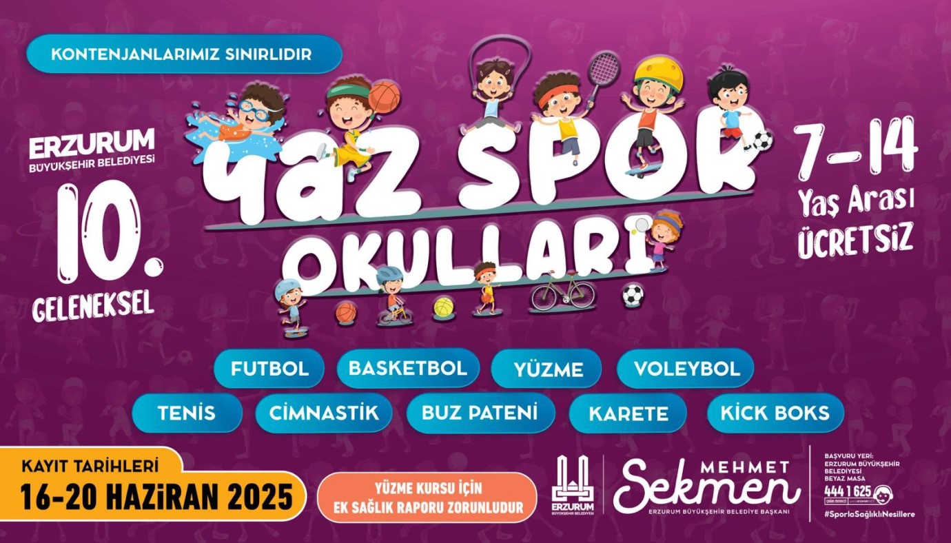 Erzurum Büyükşehir Belediyesi'nin yaz spor okulları 10’uncu kez kapılarını açıyor