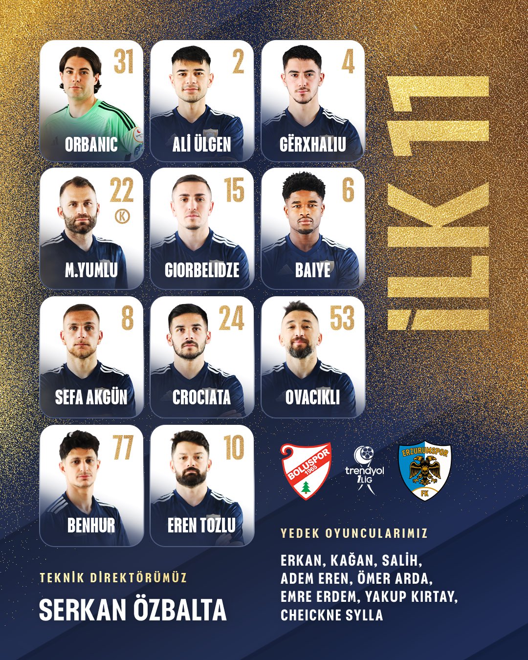 Erzurumspor'un Boluspor karşısındaki ilk 11'i belli oldu