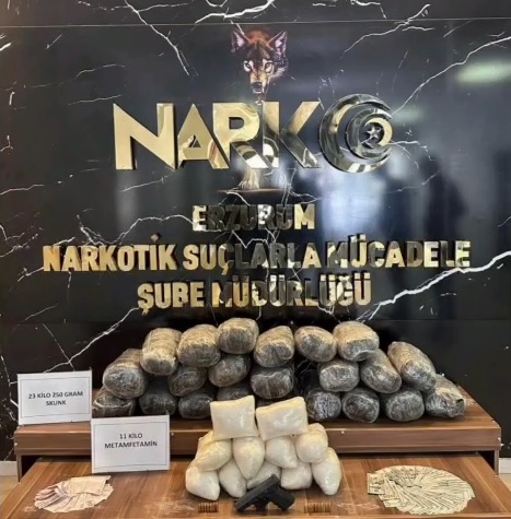 Erzurum'da uyuşturucu operasyonu: 34 kilo narkotik ele geçirildi, 2 tutuklama